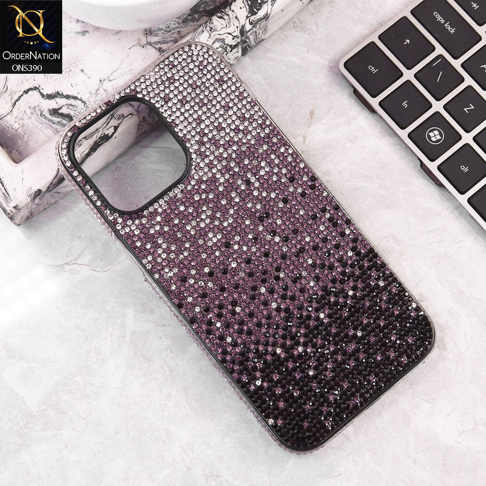 iPhone 14 Pro Max Cover - Pink -  Luxurious Gradiant Rhinestone Soft border Shiny Case
