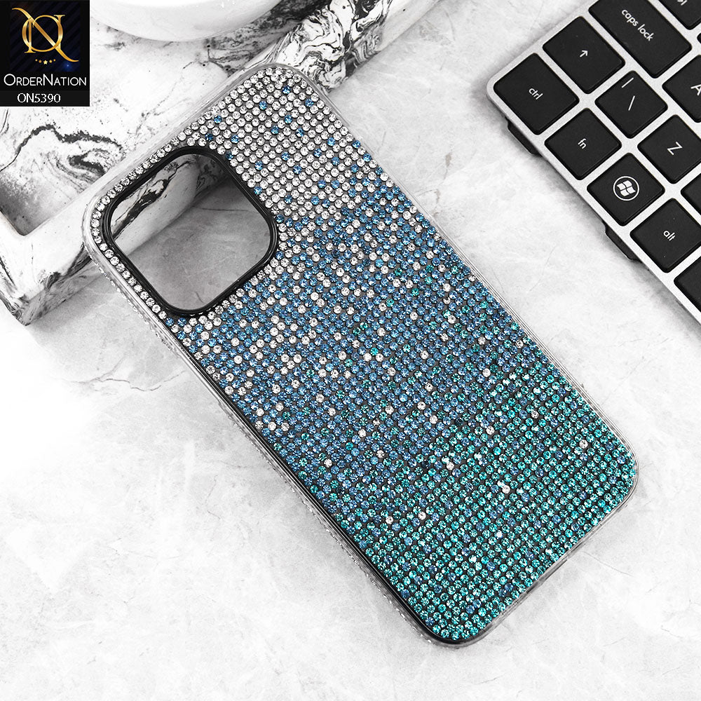 iPhone 12 Pro Max Cover - Blue -  Luxurious Gradiant Rhinestone Soft border Shiny Case