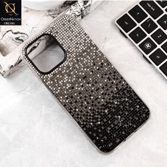 iPhone 12 Pro Max Cover - Gray -  Luxurious Gradiant Rhinestone Soft border Shiny Case