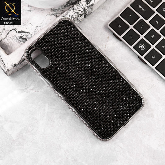 iPhone XS / X Cover - Black -  Luxurious Gradiant Rhinestone Soft border Shiny Case