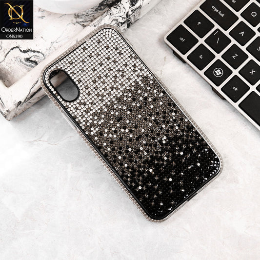 iPhone XS Max Cover - Gray -  Luxurious Gradiant Rhinestone Soft border Shiny Case