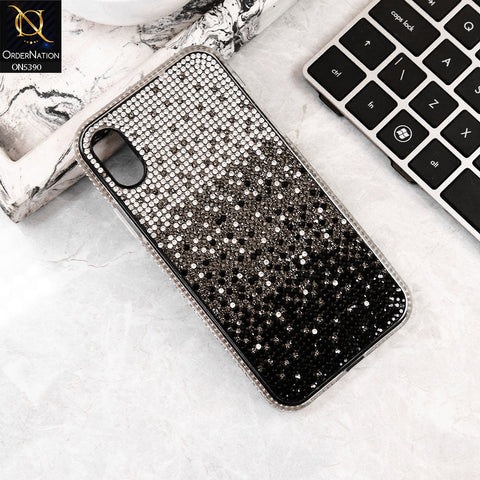 iPhone XS / X Cover - Gray -  Luxurious Gradiant Rhinestone Soft border Shiny Case
