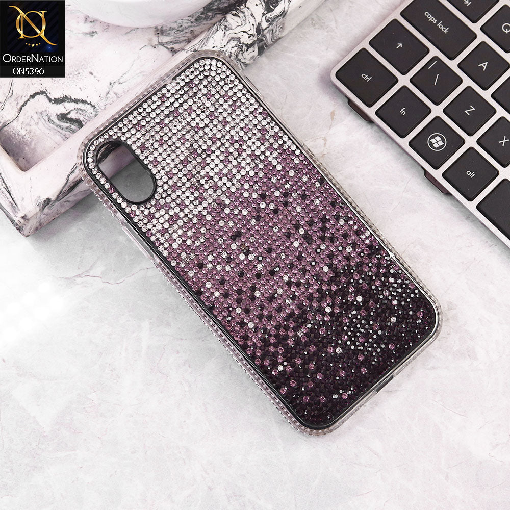 iPhone XS Max Cover - Pink -  Luxurious Gradiant Rhinestone Soft border Shiny Case