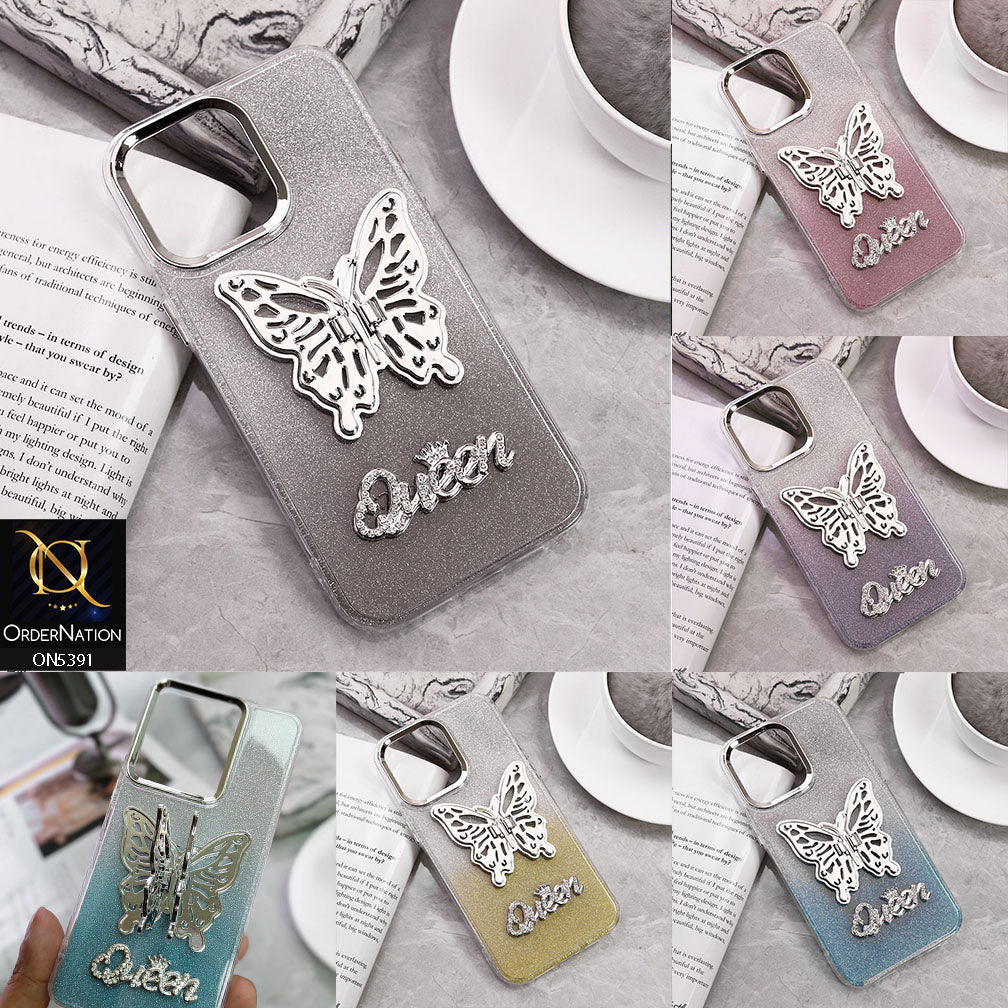 Samsung Galaxy Note 20 Ultra Cover - Golden - Trendy Queen Dual Tone Gradient Gliter Shiny Soft Case With Butterfly Kickstand Holder (Gliter Does Not Move)