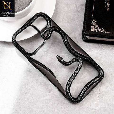 iPhone 14 Pro Cover - Black -  New 3D Olige Hollow Shiny Plating Heat Dissipation Soft Casee