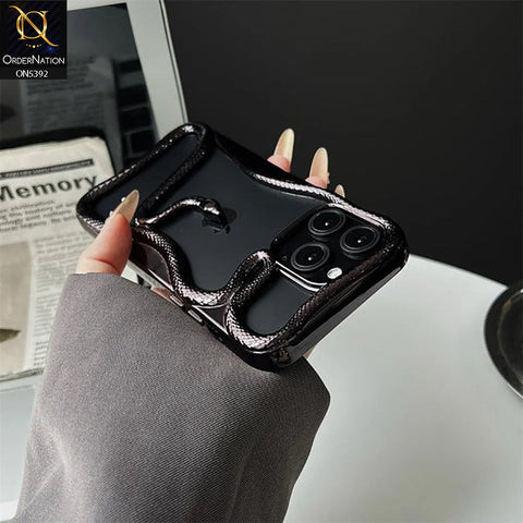 iPhone 14 Plus Cover - Black -  New 3D Olige Hollow Shiny Plating Heat Dissipation Soft Casee