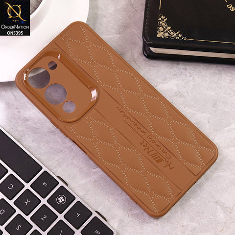 Vivo Y04 Cover - Brown - Oriental Pattern Soft Silicone Case With Camera Protection