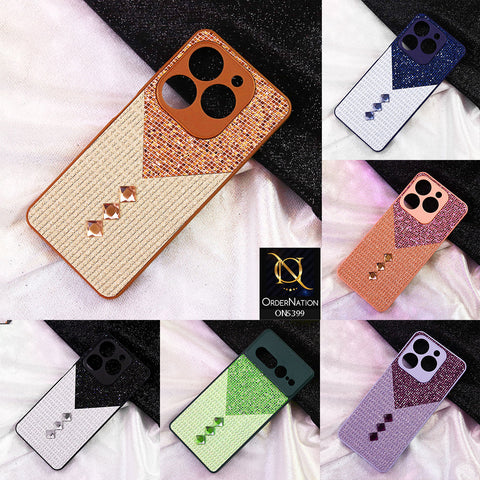 Infinix Hot 40i Cover - Brown - Luxury 3D Woven Pattern Shiny Soft Case With Camera Protection
