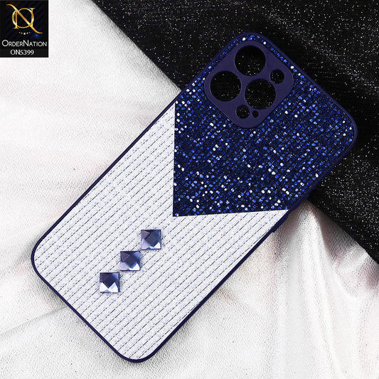 iPhone 12 Pro Cover - Blue - Luxury 3D Woven Pattern Shiny Soft Case With Camera Protection