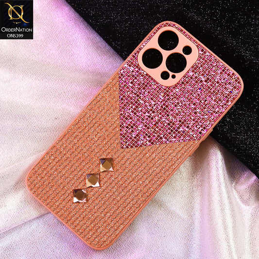 iPhone 12 Pro Cover - Pink - Luxury 3D Woven Pattern Shiny Soft Case With Camera Protection