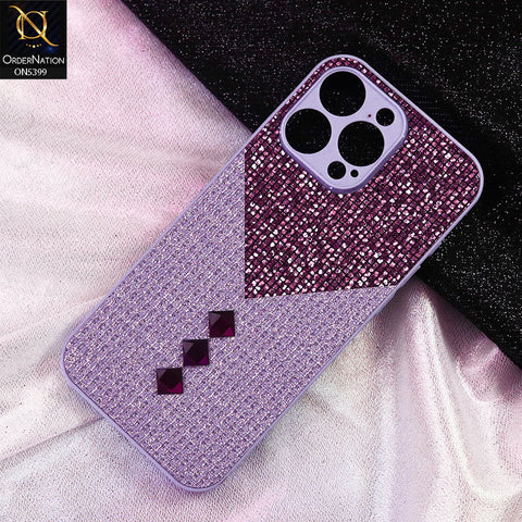 iPhone 15 Pro Max Cover - Purple - Luxury 3D Woven Pattern Shiny Soft Case With Camera Protection