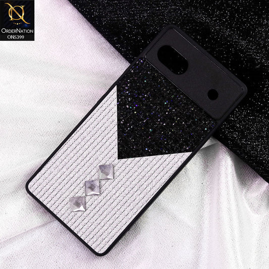 Google Pixel 7a Cover - Black - Luxury 3D Woven Pattern Shiny Soft Case With Camera Protection