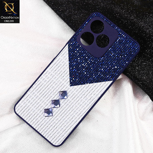 Realme Note 50 Cover - Blue - Luxury 3D Woven Pattern Shiny Soft Case With Camera Protection