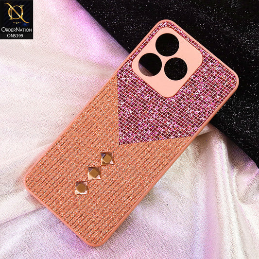 Realme Note 50 Cover - Pink - Luxury 3D Woven Pattern Shiny Soft Case With Camera Protection