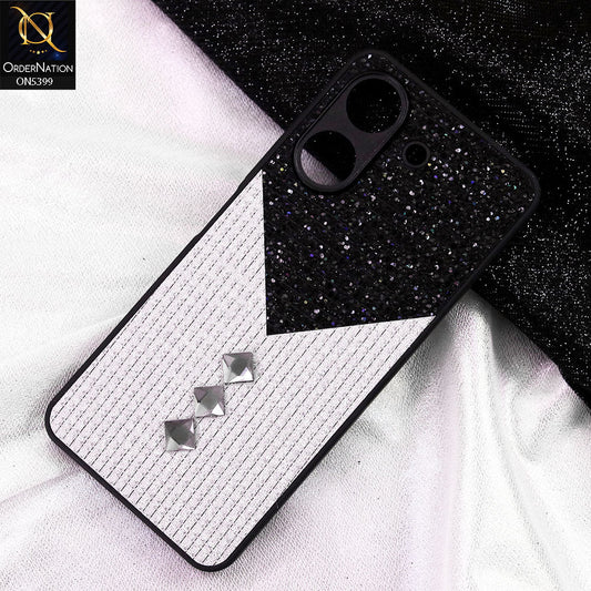 Xiaomi Redmi 13C Cover - Black - Luxury 3D Woven Pattern Shiny Soft Case With Camera Protection