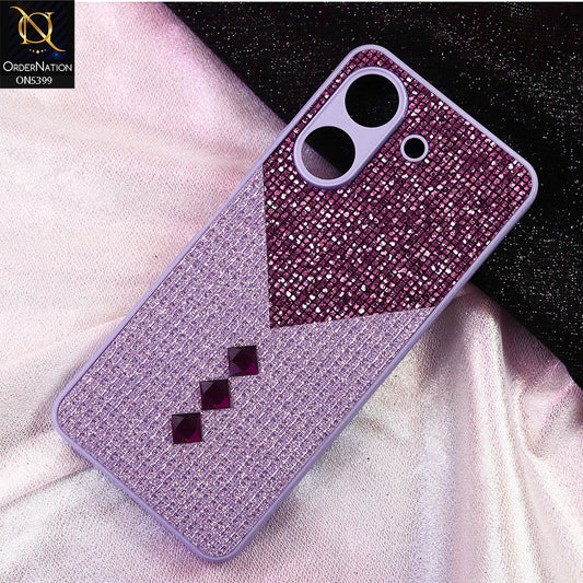 Xiaomi Redmi 13C Cover - Purple - Luxury 3D Woven Pattern Shiny Soft Case With Camera Protection