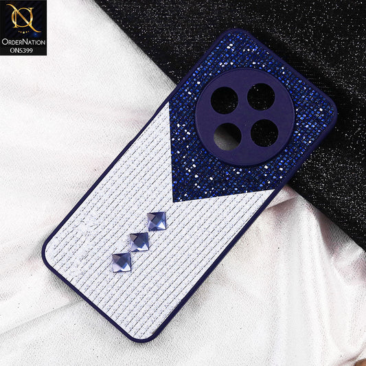 Xiaomi Poco C75 Cover - Blue - Luxury 3D Woven Pattern Shiny Soft Case With Camera Protection