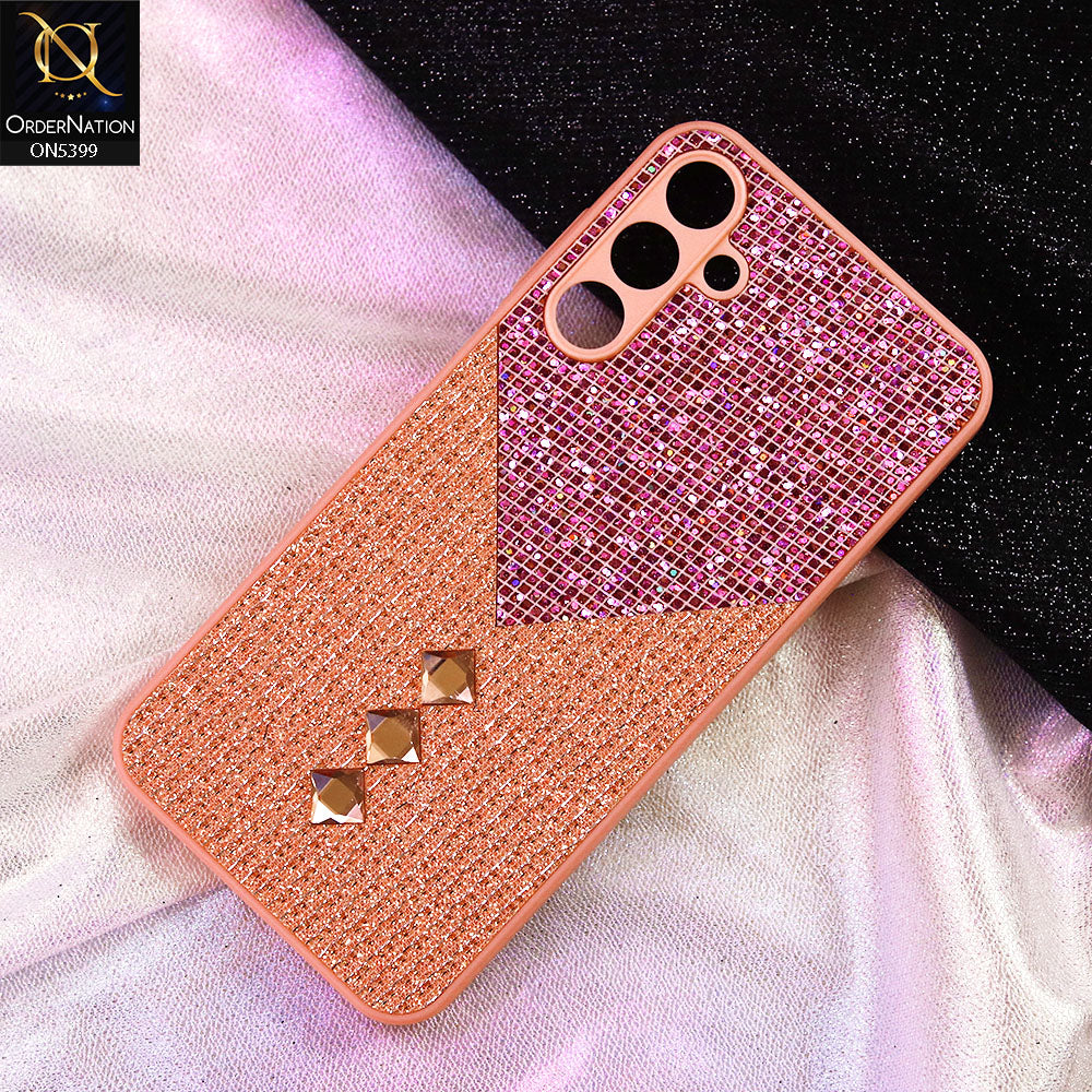 Samsung Galaxy A55 Cover - Pink - Luxury 3D Woven Pattern Shiny Soft Case With Camera Protection