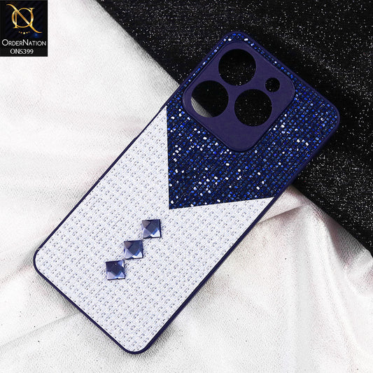 Tecno Spark 20C Cover - Blue - Luxury 3D Woven Pattern Shiny Soft Case With Camera Protection