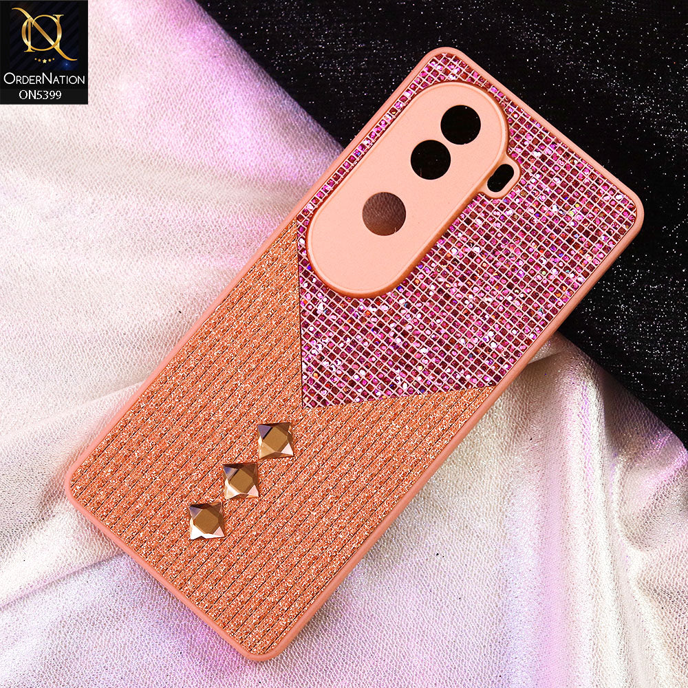 Vivo V40e Cover - Pink - Luxury 3D Woven Pattern Shiny Soft Case With Camera Protection