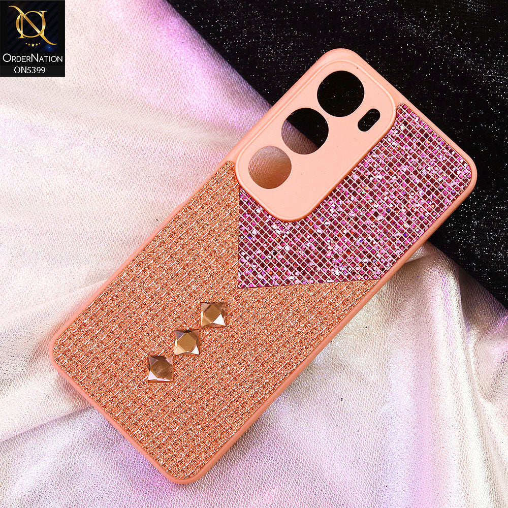 Vivo Y19s Cover - Pink - Luxury 3D Woven Pattern Shiny Soft Case With Camera Protection