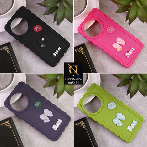 Tecno Camon 30 Cover - Green - Braid Style Borders Sweet Bow Knot Soft Silicone Case