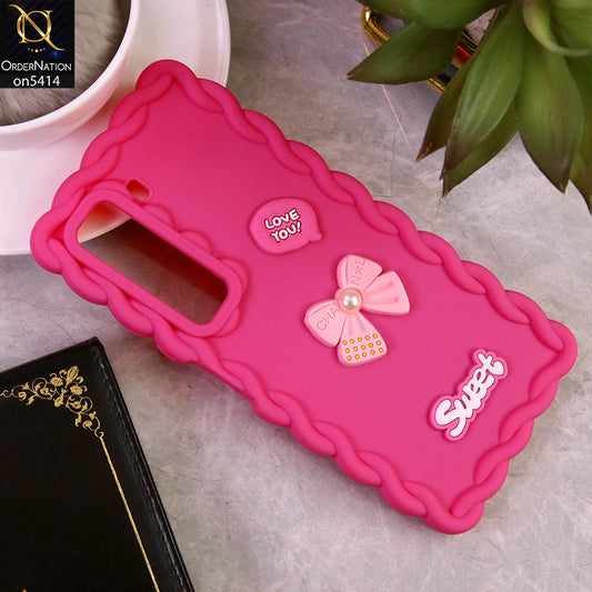 Infinix Hot 50 Pro Cover - Pink - Braid Style Borders Sweet Bow Knot Soft Silicone Case