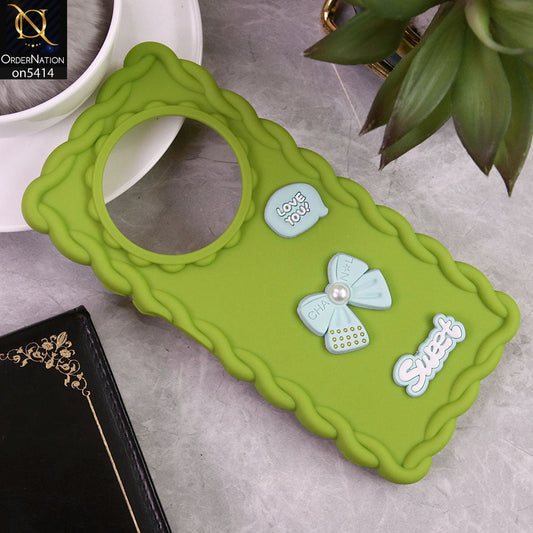 Xiaomi Poco C75 Cover - Green - Braid Style Borders Sweet Bow Knot Soft Silicone Case