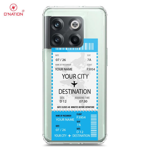 OnePlus 10T Cover - Personalised Boarding Pass Ticket Series - 5 Designs - Clear Phone Case - Soft Silicon Borders