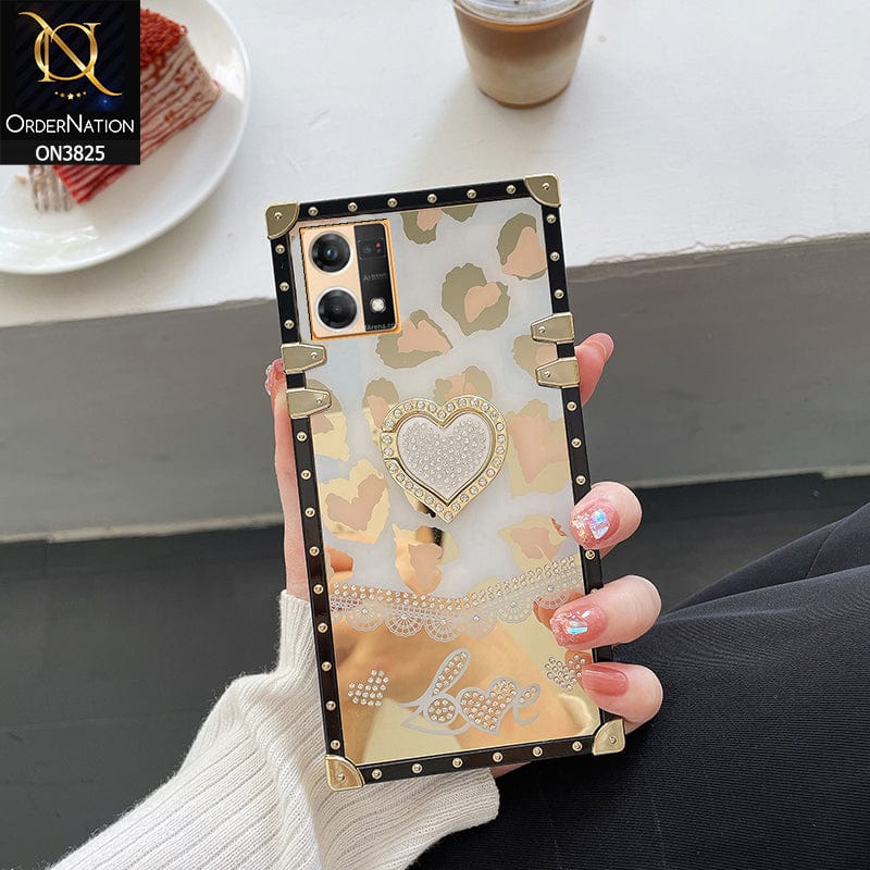 Oppo Reno 7 4G Cover - Design 2 - Heart Bling Diamond Glitter Soft TPU Trunk Case With Ring Holder