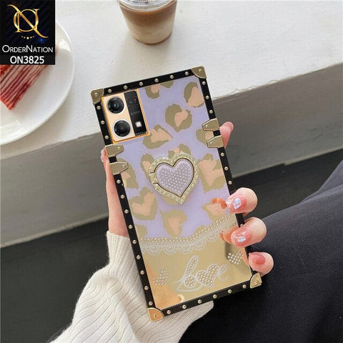 Oppo Reno 7 4G Cover - Design 3 - Heart Bling Diamond Glitter Soft TPU Trunk Case With Ring Holder