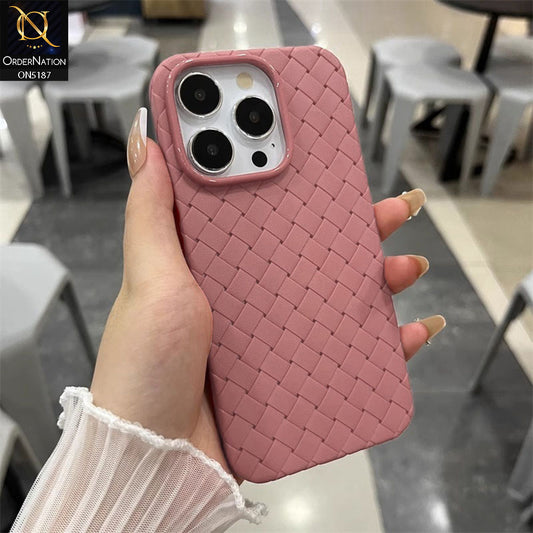 iPhone 16 Pro Max Cover - Pink - New Woven Design Leather Feel Soft TPU Case