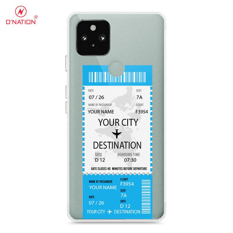 Google Pixel 4A 5G Cover - Personalised Boarding Pass Ticket Series - 5 Designs - Clear Phone Case - Soft Silicon Borders