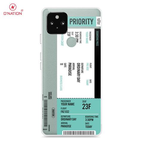 Google Pixel 4A 5G Cover - Personalised Boarding Pass Ticket Series - 5 Designs - Clear Phone Case - Soft Silicon Borders