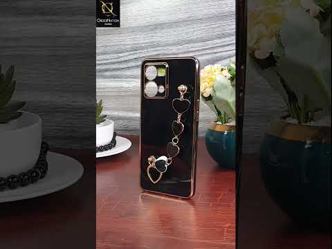 Vivo Y12s Cover - Purple - New Electroplated Soft Silicone Camera Protection Case With Heart Chain Holder