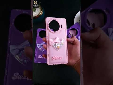 Tecno Camon 30 Cover - Purple - New Trendy Rich Boards With 3D Love Heart (Moving Shiny Stars Glitter) & Bow Candy Color Soft Silicon Case
