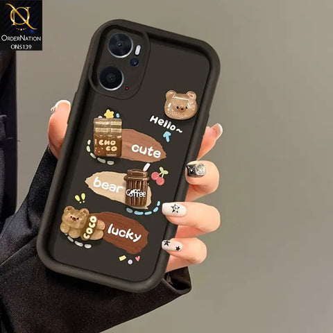 Oppo A76 Cover - Black - Trendy 3D Cute Cartoon And Coffee Chocolate Soft Silicon Shockproof Case With Camera Protection