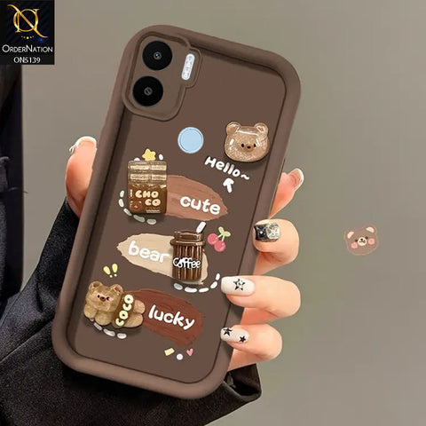 Xiaomi Redmi A1 - Brown - Trendy 3D Cute Cartoon And Coffee Chocolate Soft Silicon Shockproof Case With Camera Protection