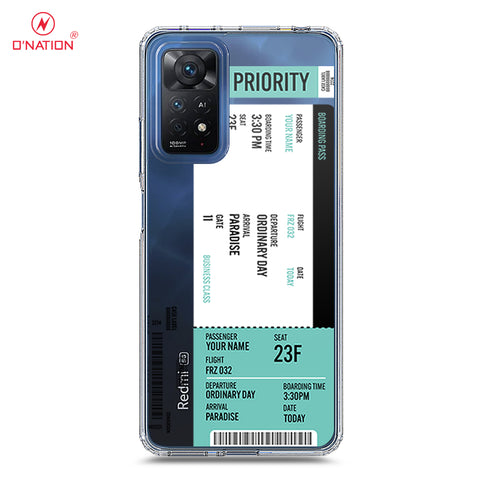 Xiaomi Redmi Note 11 Pro 5G Cover - Personalised Boarding Pass Ticket Series - 5 Designs - Clear Phone Case - Soft Silicon Borders