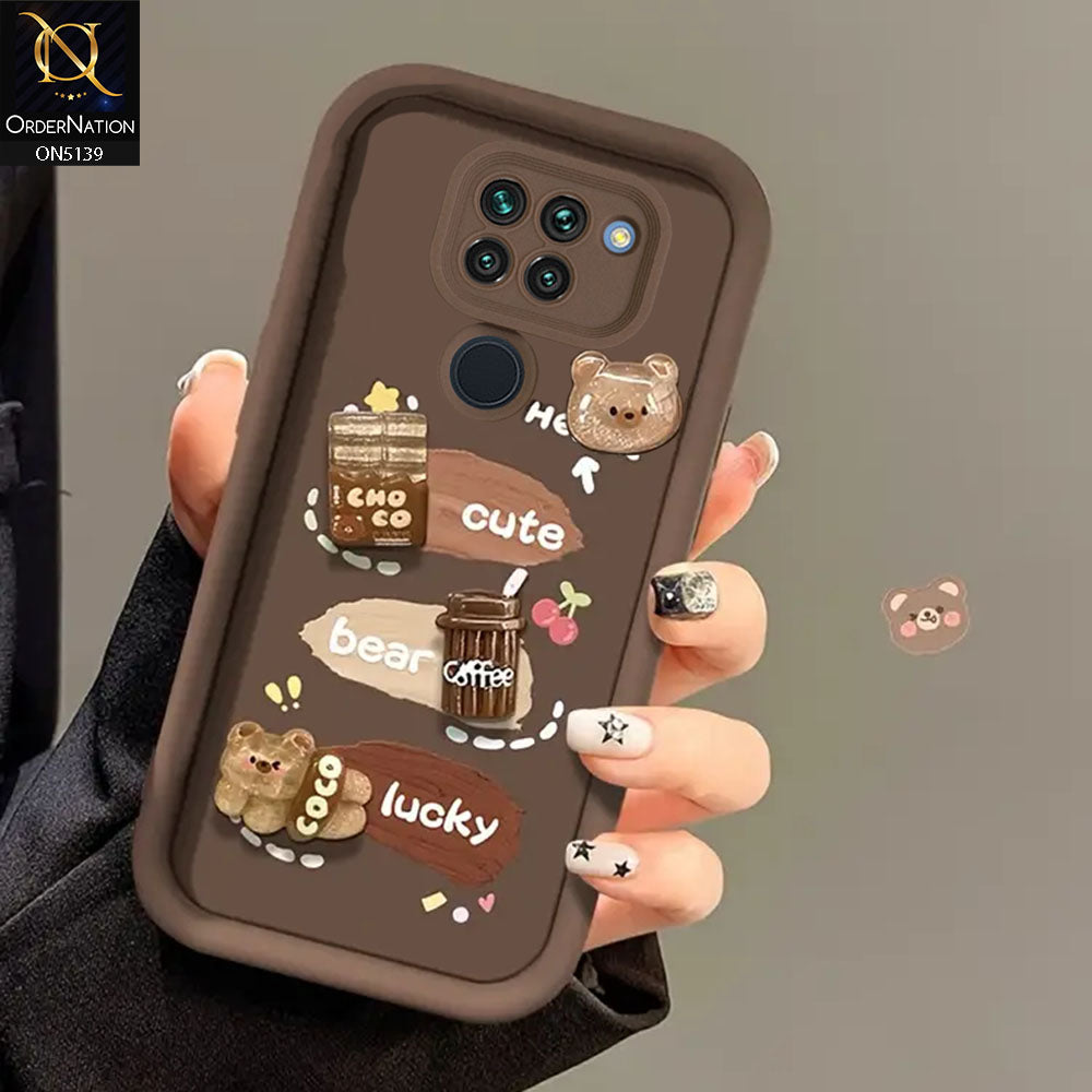 Xiaomi Redmi Note 9 - Brown - Trendy 3D Cute Cartoon And Coffee Chocolate Soft Silicon Shockproof Case With Camera Protection