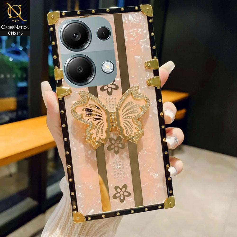 Xiaomi Redmi Note 13 Pro 4G - Rose Gold - Luxury Shiny Rhinestone Butterfly Electroplated Square Trunk Soft Case