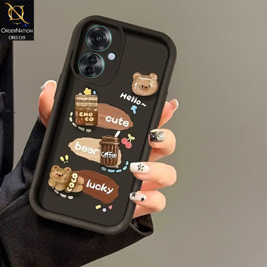 Oppo Reno 11F 5G Cover - Black - Trendy 3D Cute Cartoon And Coffee Chocolate Soft Silicon Shockproof Case With Camera Protection