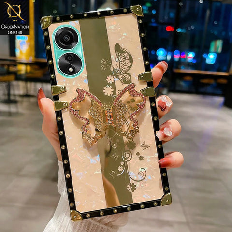 Oppo A78 4G Cover - Rose Gold -  Luxury Shiny Rhinestone Butterfly Electroplated Square Trunk Soft Case