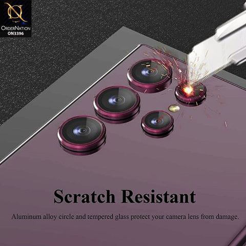 Samsung Galaxy S23 Ultra 5G Camera Protector - Burgundy - Metal Ring Camera Glass Protector