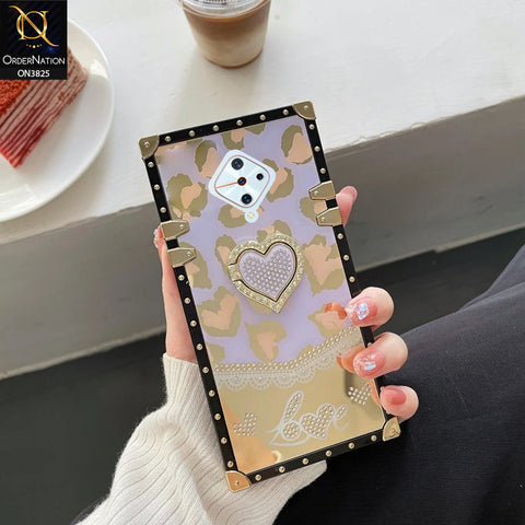 Vivo S1 Pro Cover - Design3 - Heart Bling Diamond Glitter Soft TPU Trunk Case With Ring Holder