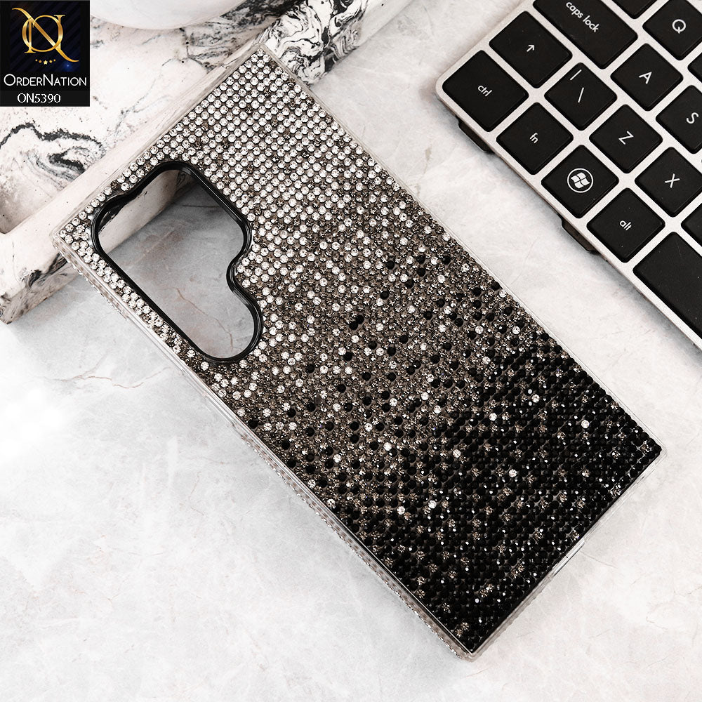 Samsung Galaxy S23 Ultra Cover - Gray -  Luxurious Gradiant Rhinestone Soft border Shiny Case