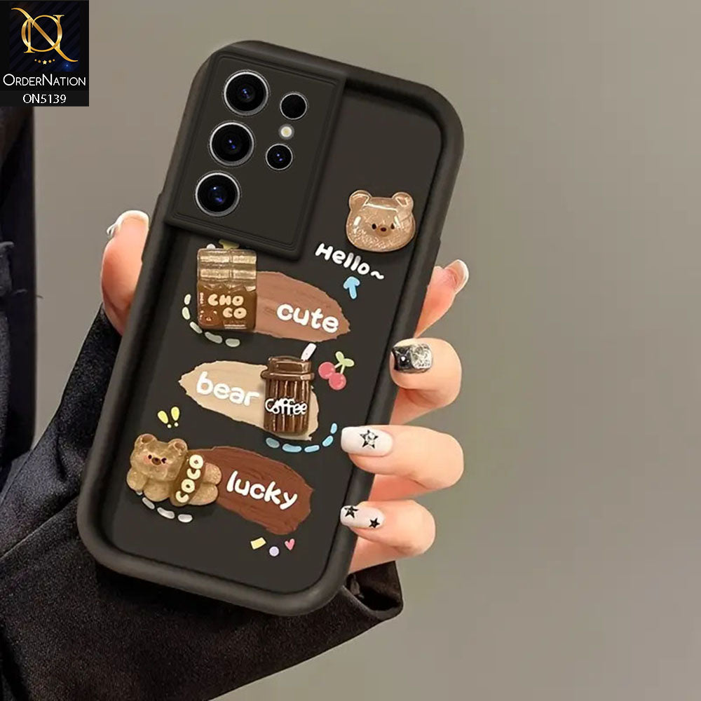 Samsung Galaxy S24 Ultra Cover - Black - Trendy 3D Cute Cartoon And Coffee Chocolate Soft Silicon Shockproof Case With Camera Protection
