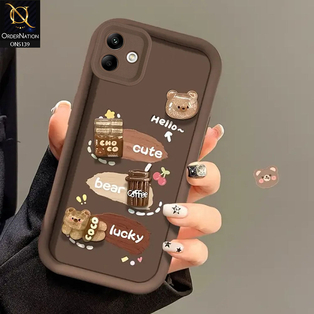 Samsung Galaxy M13 5G Cover - Brown - Trendy 3D Cute Cartoon And Coffee Chocolate Soft Silicon Shockproof Case With Camera Protection