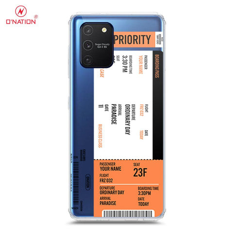 Samsung Galaxy A91 Cover - Personalised Boarding Pass Ticket Series - 5 Designs - Clear Phone Case - Soft Silicon Borders