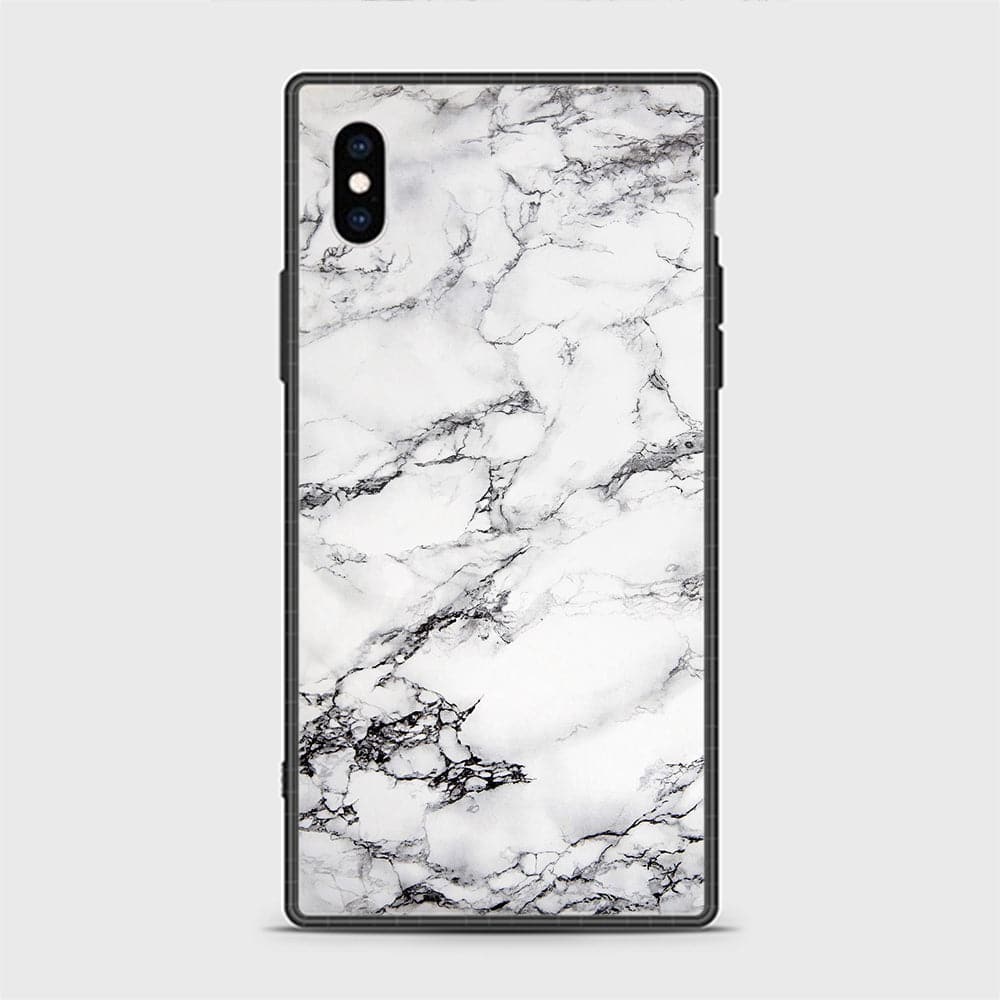 iPhone XS Max Cover - White Marble Series - D5 - HQ Ultra Shine Premium Infinity Glass Soft Silicon Borders Casee ( Fast Delivery )